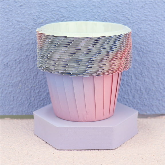 50Pcs Paper Baking Cups Small Greaseproof Disposable Bulk Cupcake Muffins Liners Cases Wrappers for Wedding Birthday Graduation, Gradient Pink Blue
