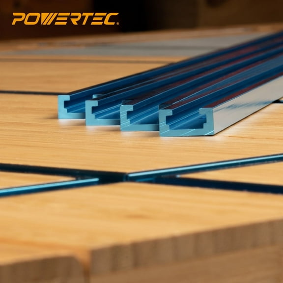 POWERTEC 1PK 36 Inch Double-Cut Profile Universal T-Track with Predrilled Mounting Holes, T Track for Woodworking Jigs and Fixtures, Drill Press Table, Router Table, Workbench, 71066