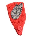 thumbnail image 3 of Crochet Headbands Winter Leaves Pattern with Rhinestones Elastic Head Protector Wide Warm Chunky Hair Accessories for Girls Red, 3 of 8