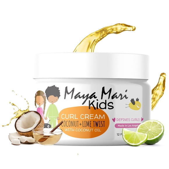 MAYA MARI - Crema para rizos para niños con aceite de coco Crema para cabello rizado Coco y lima Twist 12 oz