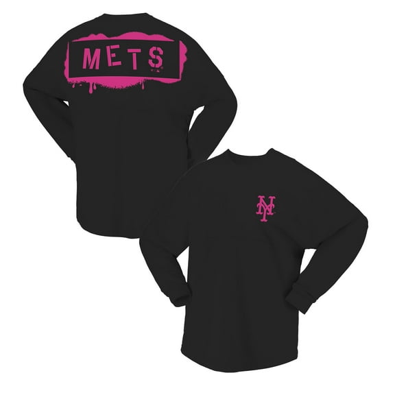 Women's Fanatics  Black New York Mets Neon Jersey Long Sleeve T-Shirt