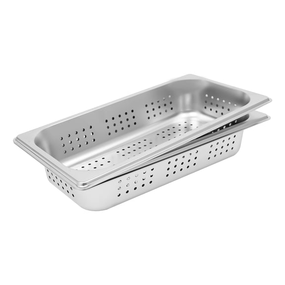 2-Pack Anti-Jam Perforated Stainless Steel Steam Table Pan, 1/3 Size, 2" Deep Commercial Chafing Steam Table Pan Hotel Pans