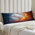 thumbnail image 2 of Baseball Body Pillow Cover Sport Ball on Fire and Water Flame Splashing Thunder Bolt Decorative Long Pillow Case Protector with Zipper Sport Theme Pillowcase Soft Large Pillow Cases for Bed,20"x54", 2 of 5