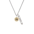 thumbnail image 2 of Delight Jewelry Goldtone Disc 1/2'' Initial - n - Silvertone Believe Faith Prayer Hope Bar Charm Necklace, 23", 2 of 4