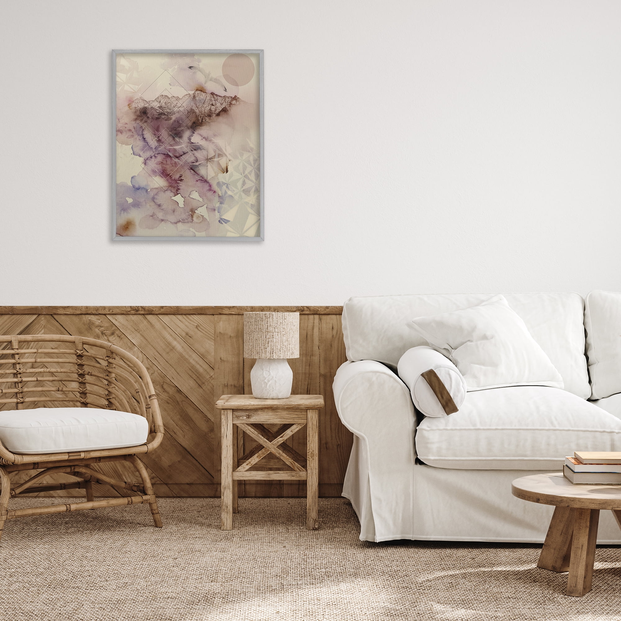 Stupell Industries Dust Abstract with Geometrics Gray Framed Giclee Art, design by Gemma Bardot
