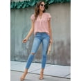 thumbnail image 5 of Womens Blouse V Neck Ruffle Sleeve Flowy Shirts Dressy Casual Cute Summer Tops Pink S, 5 of 9