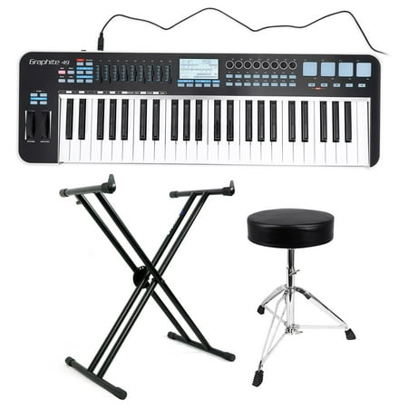 Samson Graphite 49-Key USB MIDI DJ Keyboard Controller w/Fader/Pads+Stand+Throne