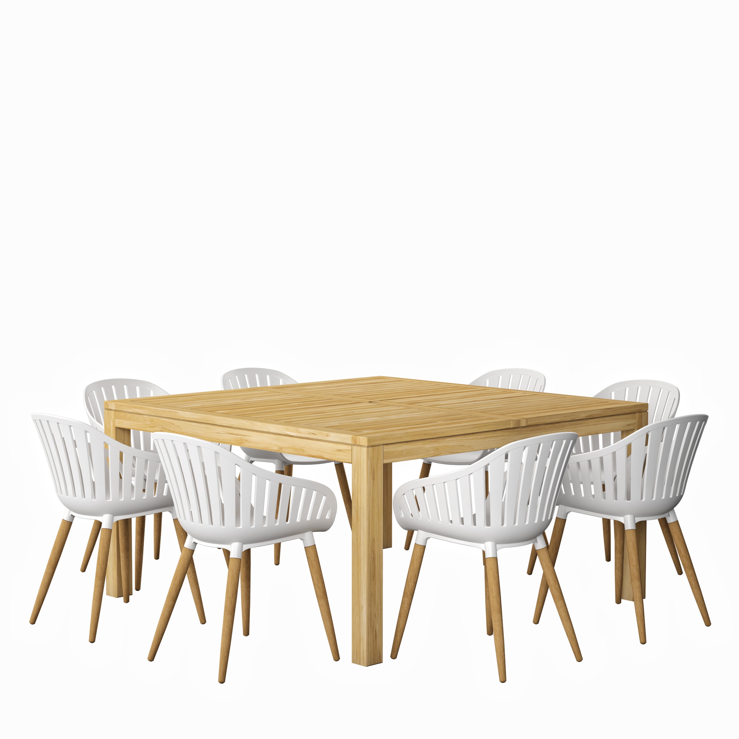 Amazonia Swanton 9 Pieces Certified Teak Square Outdoor Dining Set, Ideal for Patio