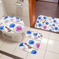 thumbnail image 5 of Spring Vintage Flowers Bathroom Rugs Set Blue Pink Daisy Watercolor Non Slip Absorbent Soft Bath Mats 3 Piece Set with Bathroom Rug, U-Shaped Floor Mat, Toilet Seat Cover Large Size, 5 of 9