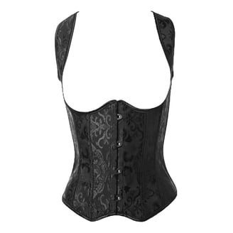 KOMOO Women Leather Corset Halter Neck Button Down Waistcoat  display picture 3