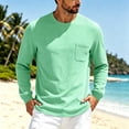 thumbnail image 2 of Bxsruta Mens Long Sleeve Crewneck Shirt Waffle Knit Front Pocket Casual Tee Vacation Beach Top, 2 of 6