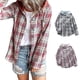 thumbnail image 3 of Camisa casual con capucha a cuadros para mujer, blusa holgada con botones de manga larga a la moda, 3 of 5