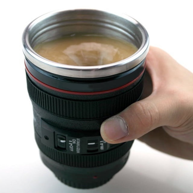 Stainless Steel Self Stirring Coffee Mug Camera Lens Coffee Mug MultiPurpose Photographer Camera Mug Personalized Gift