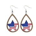 thumbnail image 2 of QIQUWOHUL Wooden Hollow Droplets American Independence Day Earrings July 4ths Sunflower Earrings, 2 of 9