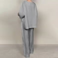 thumbnail image 5 of Wdfiry Womens 2 Piece Outfits Solid Color V Neck Pullover Lounge Tops and Pants Set Plus Size Cotton and Linen Loose Casual Set, 5 of 8