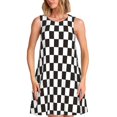 thumbnail image 1 of Fotbe Black and White Checkerboard Vestido de Verano sin Mangas para Mujer – Vestido Midi Línea A, Estilo Camiseta Floral, Vestido Playero Casual y Fluido, 1 of 7