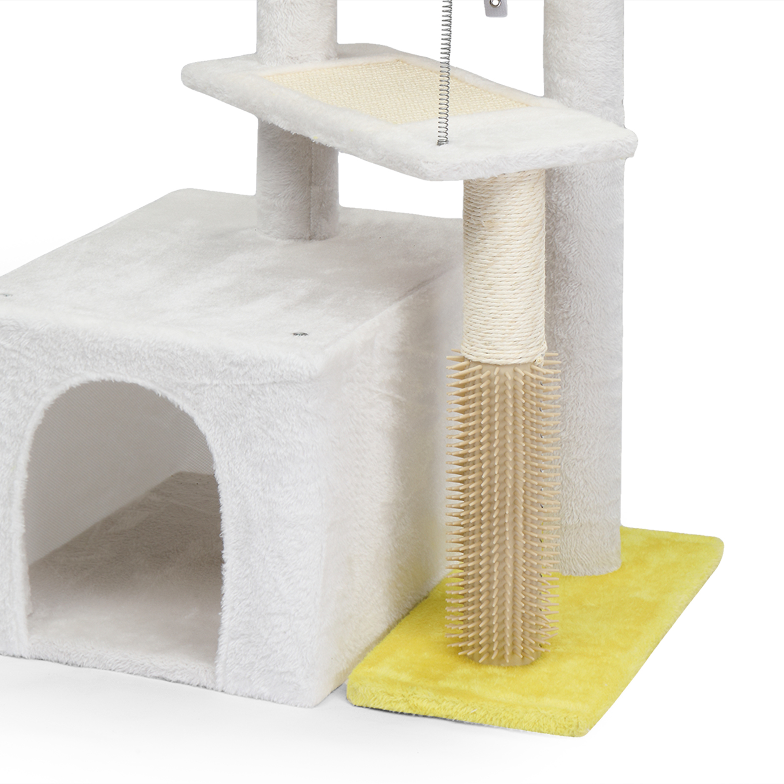 Ktaxon 27.5in Cat Tree, Multi-Level Tower with Scratching Post & Pad, Padded Bed for Kittens & Indoor Cats, White & Yellow