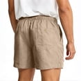 thumbnail image 4 of Men's Summer Cotton Linen Shorts Vintage Loose Fit Drawstring Short Mens Casual Solid Elastic Waist Lightweight Breathable Short Pant, 4 of 8