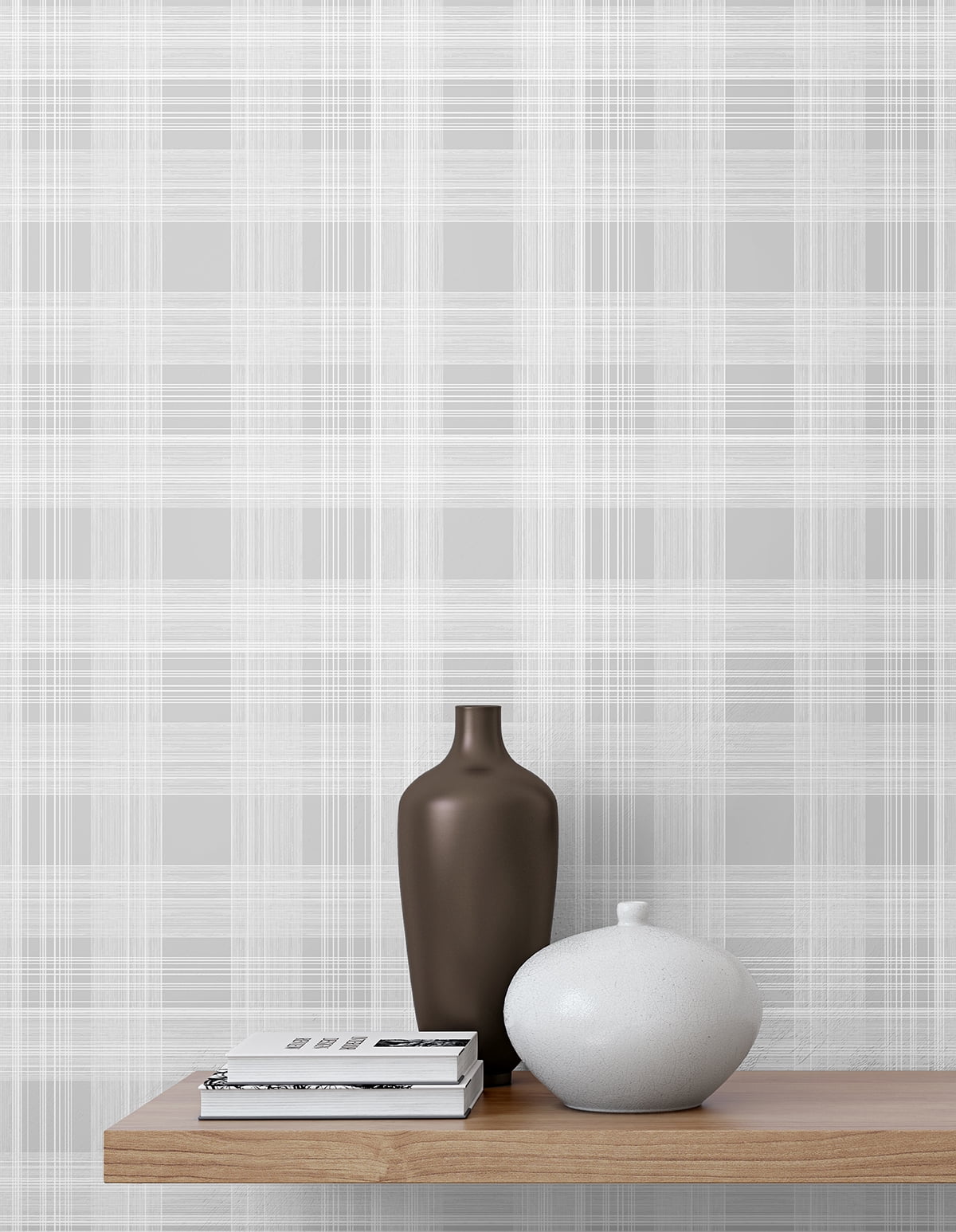 Stacy Garcia Home Harbor Grey Rad Plaid Peel and Stick Wallpaper
