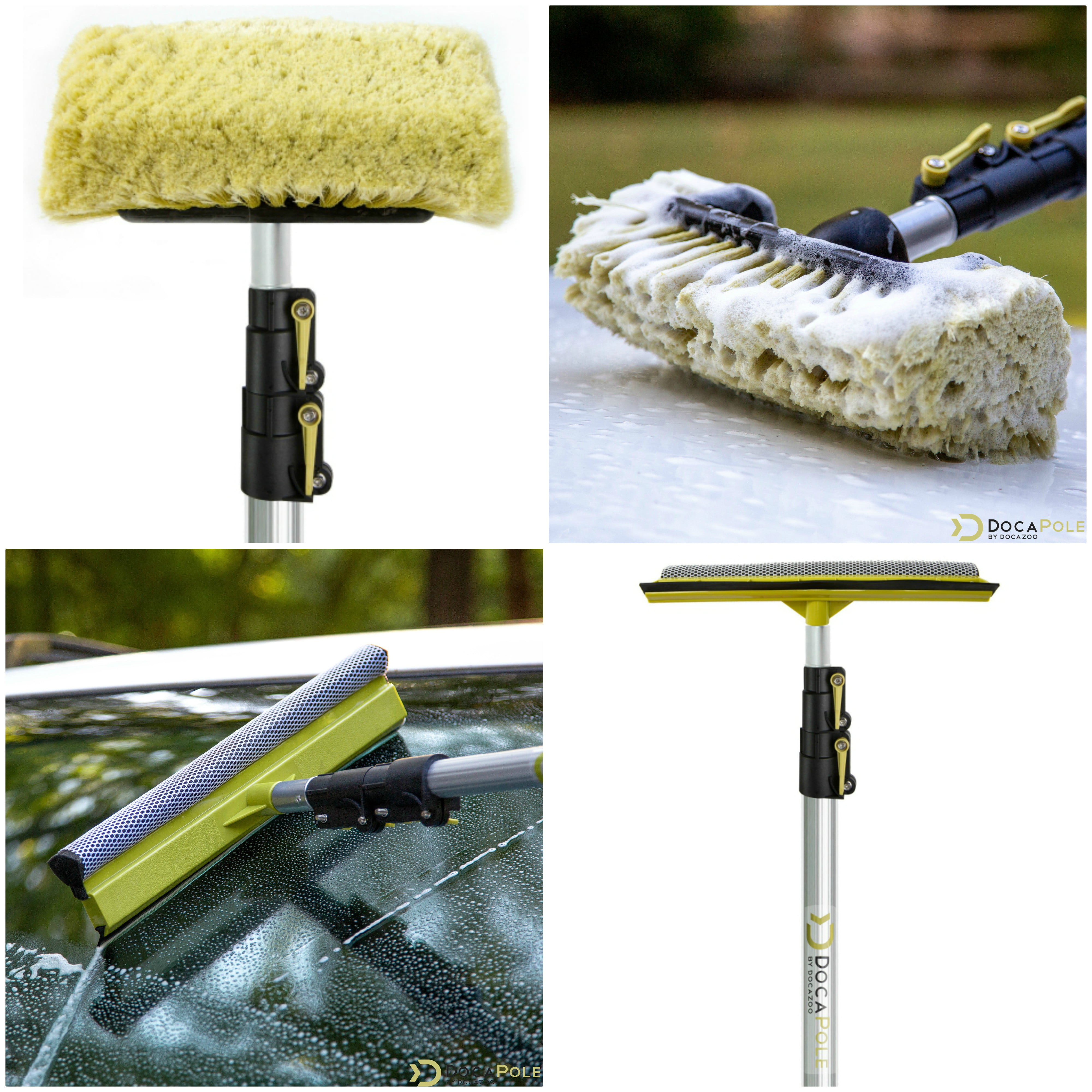 DOCAZOO DocaPole 20 ft High Reach Brush Kit with 5-12 Foot Telescopic  Extension Pole; Includes Soft Scrub Car Wash Brush, Medium Bristle Cleaning
