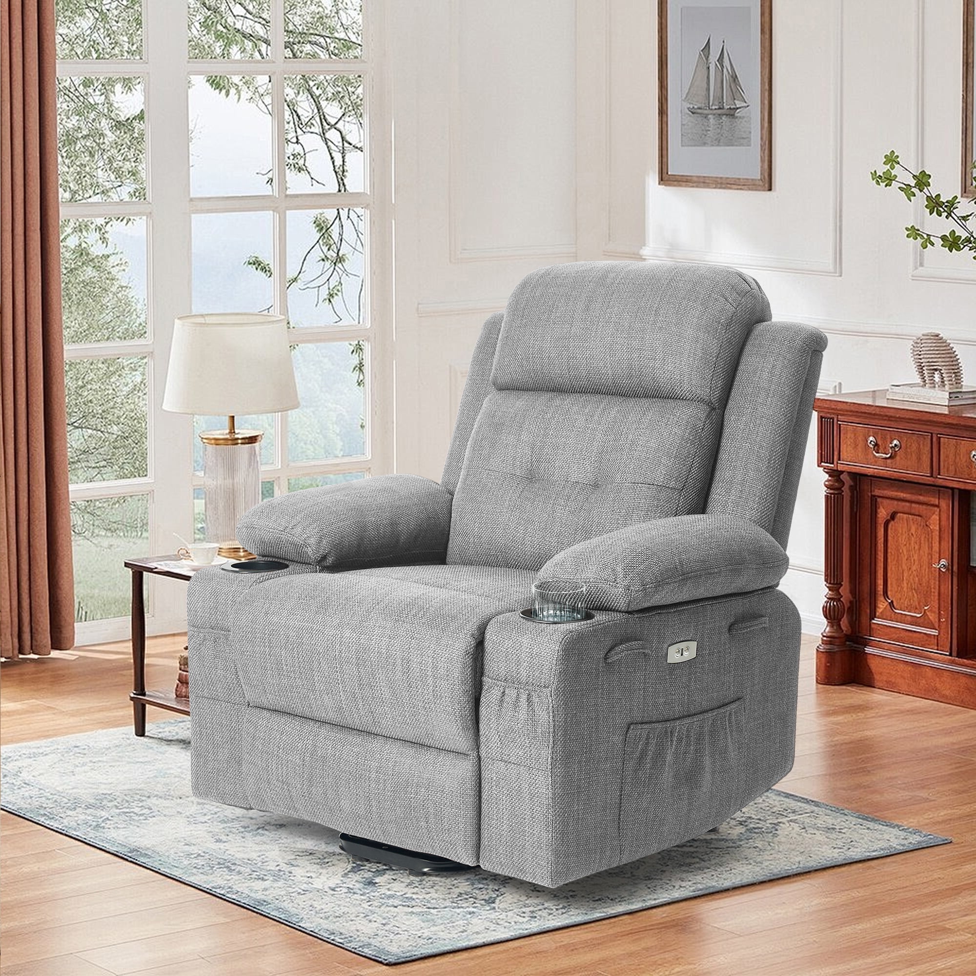Betisef Adjustable Electric Power Lift Recliner Chair for Elderly, Massage Lift Chair W/ Heat , Assist Recliner Grey