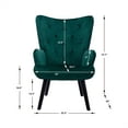 thumbnail image 7 of Velvet Accent Chair, Modern Upholstered Side Chair Vanity Chair with Tall Back & Solid Wood Legs, Leisure Tufted Button Armchair Low Push Seats for Living Room Bedroom, Green, 7 of 7