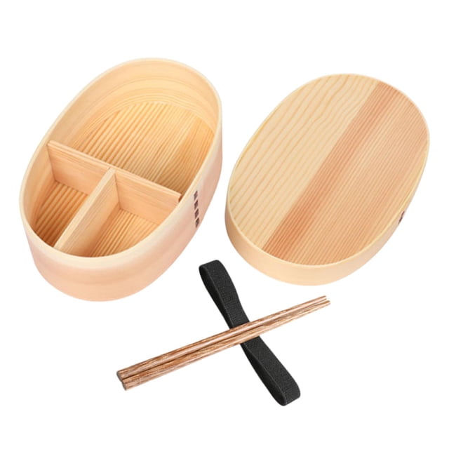 Fiambrera de madera estilo Japonés Sunnimix Bento Box Con palillos Talla S