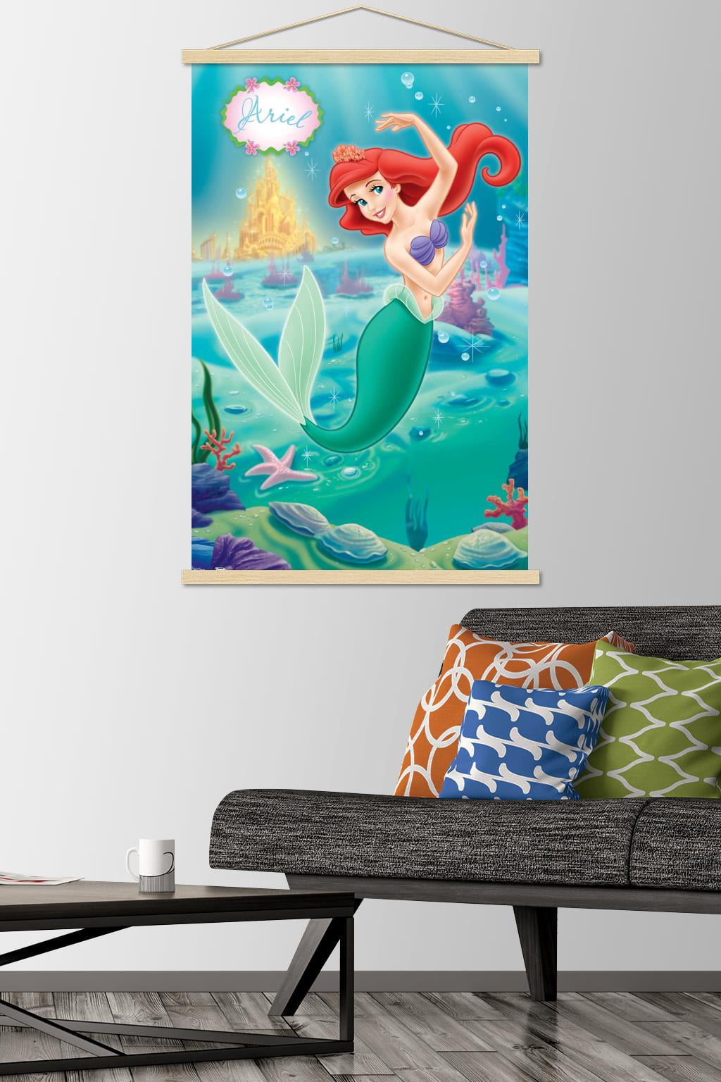 Disney The Little Mermaid - Ariel - Swimming Pose Wall Poster with Wooden Magnetic Frame, 22.375" x 34"