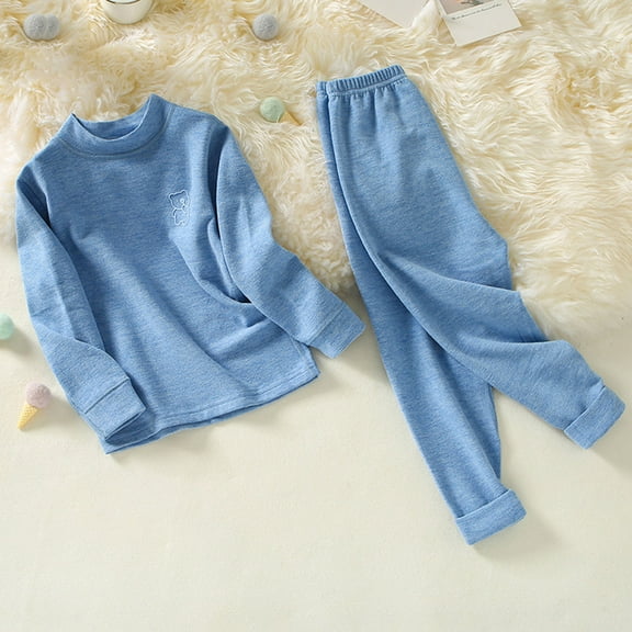 fnnxnal 100% Cotton Infant Thermal Underwear Set, 2T Blue - Soft, Hypoallergenic, Toddler Thermal Base Layer for Boys/Girls