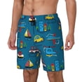 thumbnail image 2 of Uemuo Transportations with Buildings Pattern Mens Swim Trunks Quick Dry Board Shorts with Mesh Lining, Stretch Beach Shorts Quick Dry No-Chafing Board Shorts-Small, 2 of 9