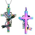 thumbnail image 2 of Personalize Love Infinite Dragonfly Cross Urn Pendant Cremation Jewelry for Ashes Keepsake Memory Necklace Memorial Jewelry, 2 of 3