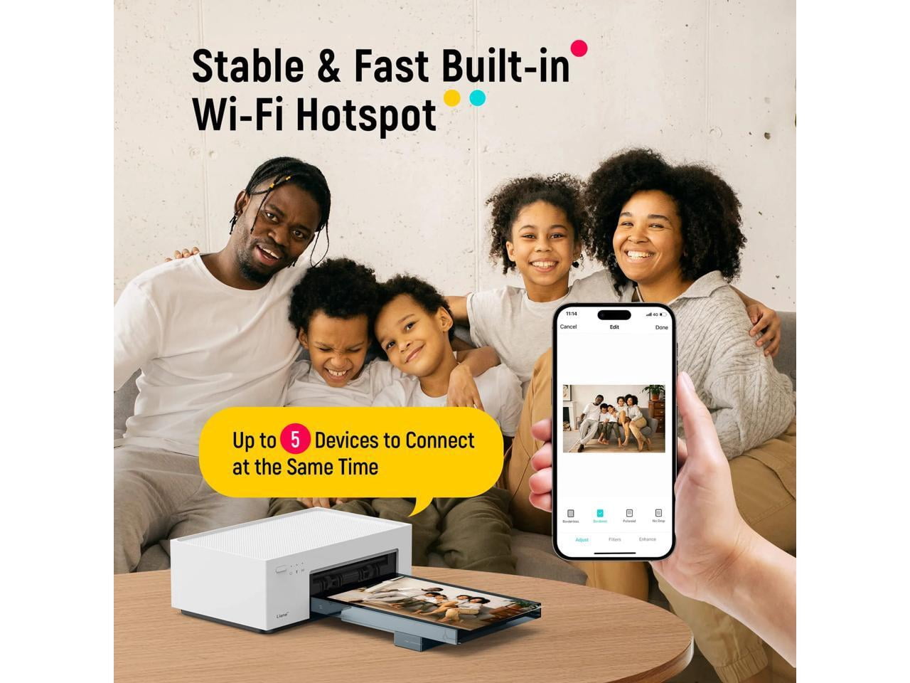 Liene Amber Instant Photo Printer Built-in Rechargeable Battery M200 w/ 20 Photo Paper and 1 Ink Cartridge