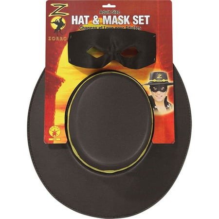 Morris Costumes Zorro Adult Hat And Eye Mask, Style RU5235