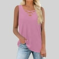 thumbnail image 2 of Taqqpue Womens Summer Cutout Tank Tops Sleeveless Shirts V Neck Casual Top Loose Fitted Y2K Cute Fashion Basic Tee Shirt, 2 of 7