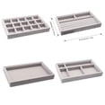 thumbnail image 4 of Stackable Jewelry Organizer Trays Drawer Inserts,Velvet Earring Display Trays, Box Ring Holder Necklace Case, Storage for Bracelet Brooch Watch, Set of 4 (Gray), 4 of 7