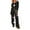 Black, variant on Women's Print Pajama Sets, Long Sleeve Button Down Soft Sleepwear Pjs 2 Piece Loungewear