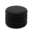 thumbnail image 3 of Timbernest Ottoman with Storage, Boucle Round Footstool with Wooden Shelving, Black, 3 of 3