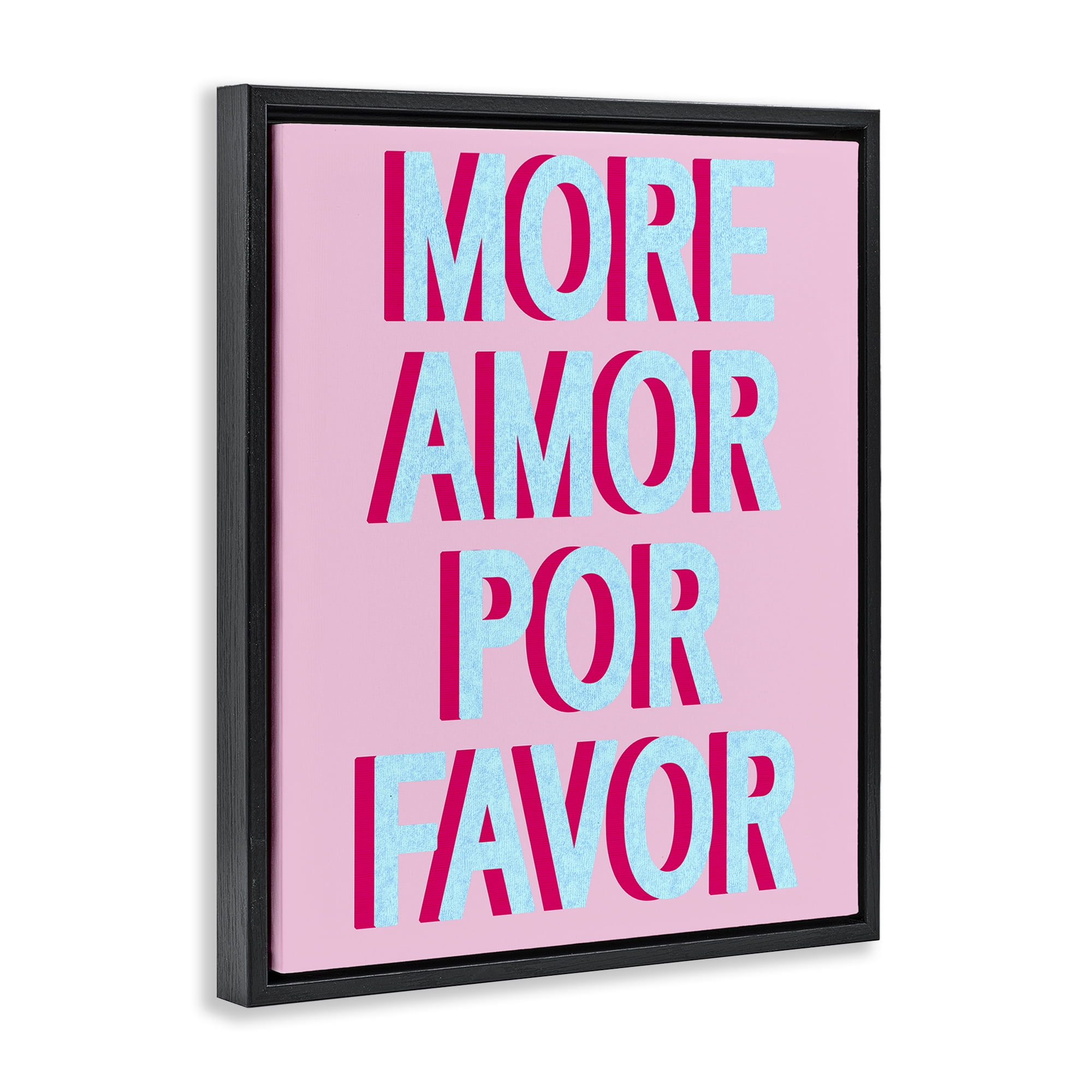 Stupell Industries More Amor Phrase Typography Painting Black Floater Framed Art Print Wall Art, 17 x 21