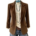 thumbnail image 3 of Tqcoqu Women's Casual Corduroy Blazer,Notched Lapel Button Front Jacket,Long Sleeve Jackets Coat Business Blazers,Brown Women's S-XXL, 3 of 9