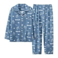 thumbnail image 2 of Pajamas for Men Set Long Sleeve Collared Button Top And Loose Pants Sleep Pajama Printed Loungewear Sleepwear 2 Piece Pj with Pockets, 2 of 3