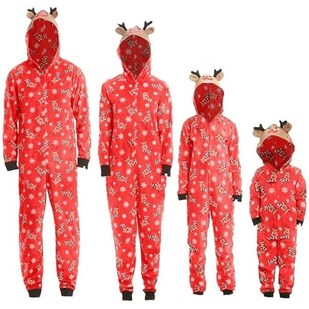 

Kupretty Matching Family Christmas Onesies Pajamas Sets Elk Antler Hooded Romper PJ s Zipper Jumpsuit Loungewear