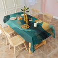 thumbnail image 3 of Teal and Gold Marble Flow Lines Pattern Rectangle Tablecloth 60"x102",Waterproof Polyester Rectangle Table Cloth, Wipeable Spillproof Polyester Tablecloth for Dining, Camping, Indoor and Outdoor, 3 of 6