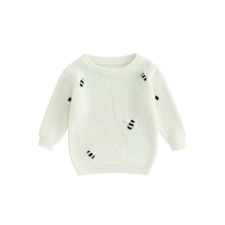 

Baby Girl Sweater Knitted Long Sleeve Toddler Sweatshirt Bee Fall Winter Warm Oversized Infant Clothes