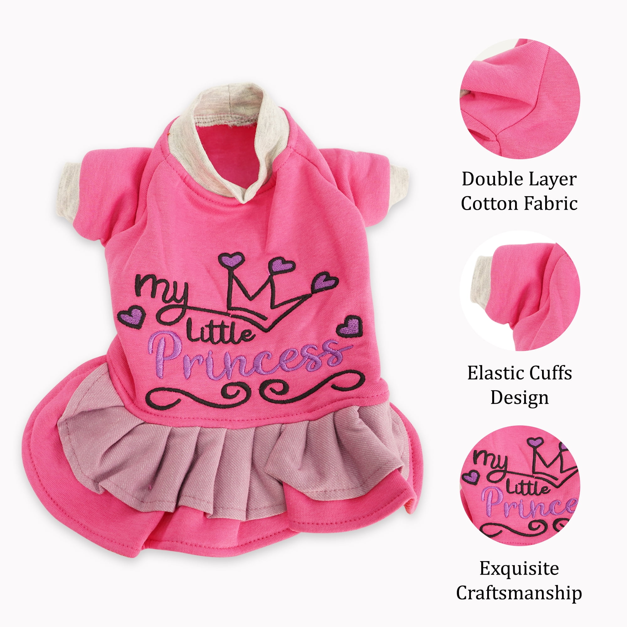 SussexHome Pets Large Dog Dress for Large Dogs for Winter - Washable Cute Dog Sweater Dress - Full Coverage Embroidered Dog Sweater for Girls - Pink