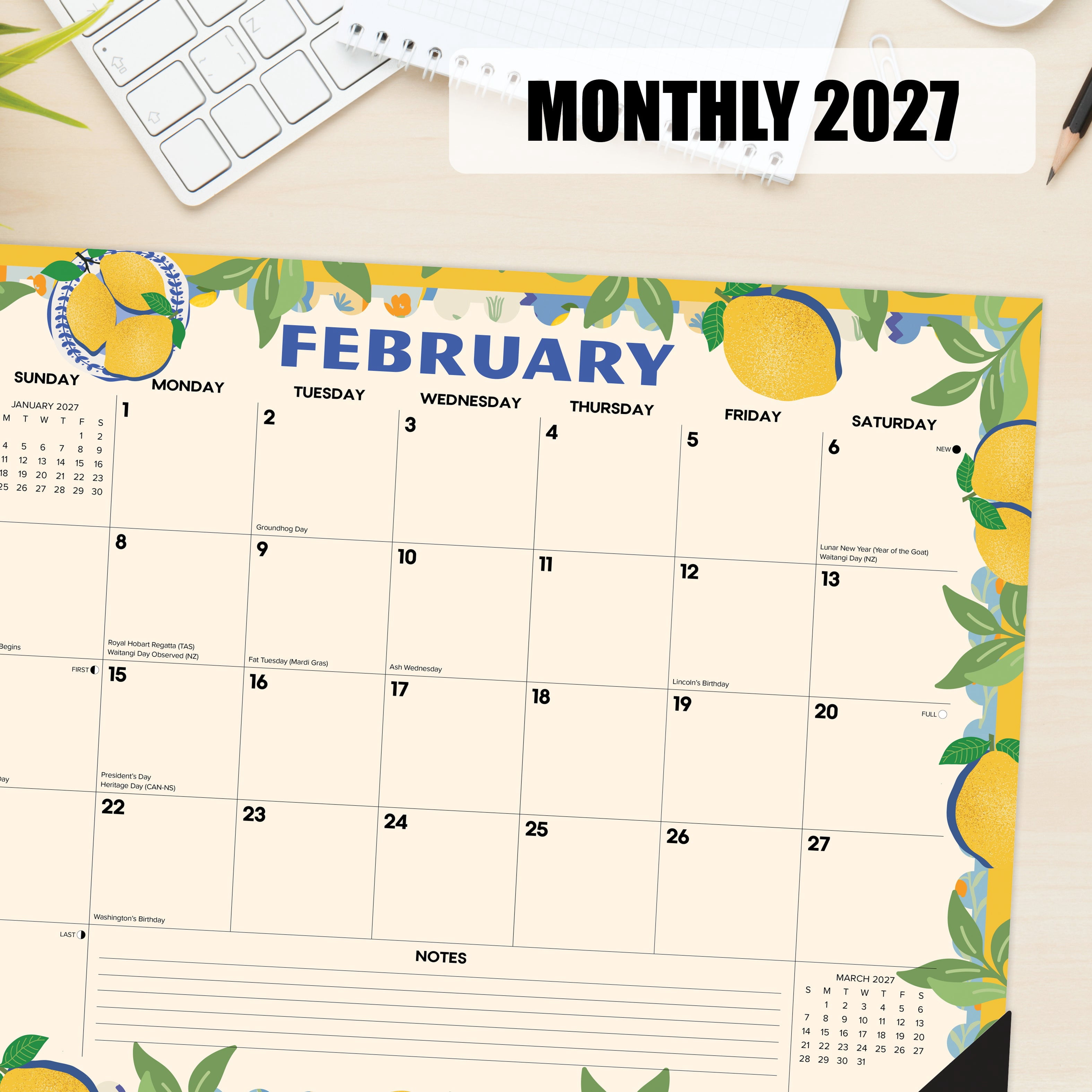 Willow Creek Press Mediterranean Moments 2027 22" x 17" Large Monthly Deskpad (66584)
