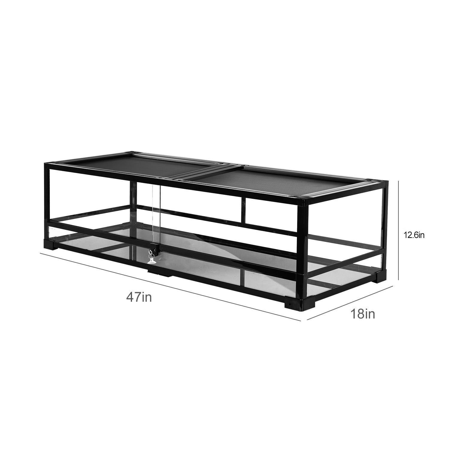 OiiBO Large Reptile Tank 45 Gallon, 360°Full Vision Glass 48“ Long & 12.6” Low Reptile Terrarium