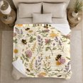 thumbnail image 5 of Bumblebees with Lavender, Whimsical Botanical Style for Garden Lovers, Bee Garden Floral Pattern, Cozy Flannel Blanket for Living Room and Bedroom, Birthday Gift and Cottage Home Decor, 5 of 9