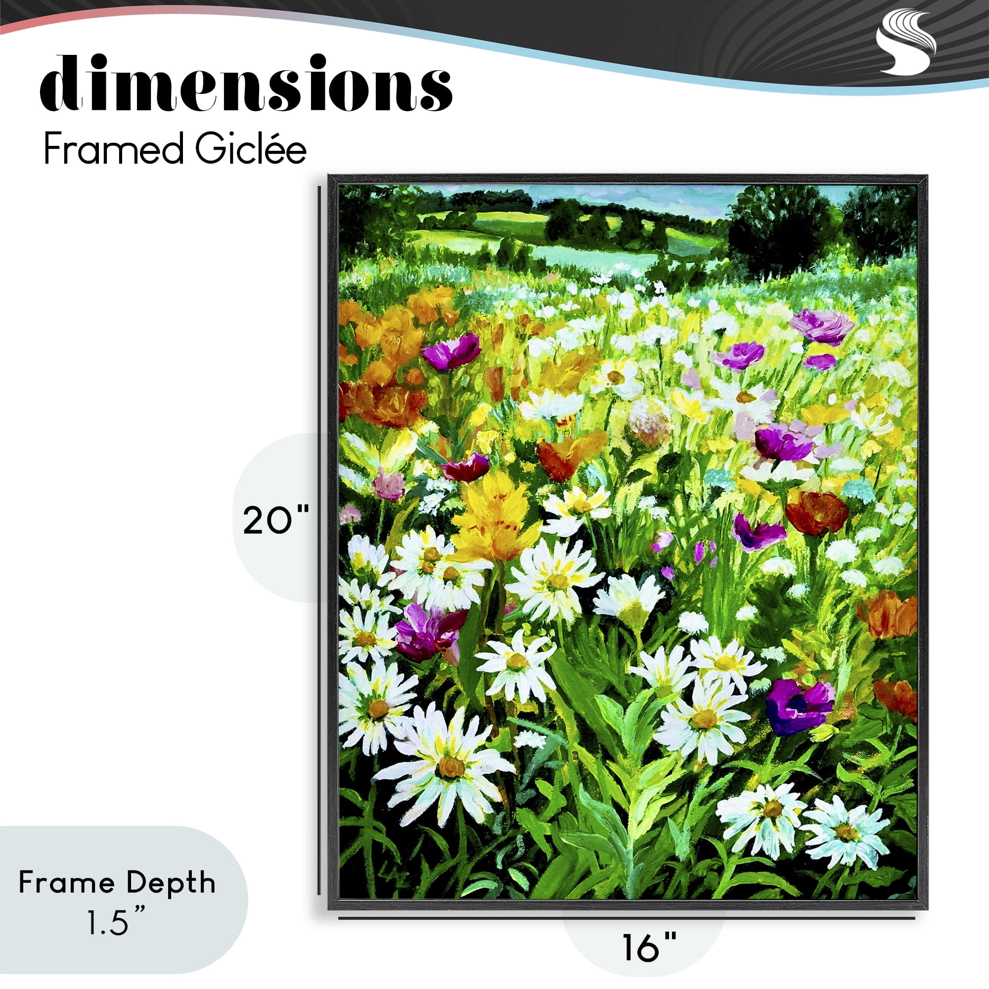 Stupell Industries Hillside Fusion Meadow Black Framed Giclee Art, design by Lee Ann Zirbes