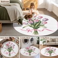 thumbnail image 5 of Round Rugs 3.3Ft, Pink Tulip Floral Round Area Rug Washable Indoor Throw Carpet, Spring Flowers Romantic Modern Art Soft Non Slip Circle Rug for Laundry Room Patio Home Decor Aesthetic, 5 of 8