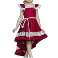thumbnail image 5 of Zpanxa Toddler Girls Princess Dress, Little Girls Party Wedding Formal Dress, Flying Sleeves Lace Hollow Out Irregularity Long Dress, Kids Pageant Flower Girl Sleeveless Dress Red (12-18 Months), 5 of 8